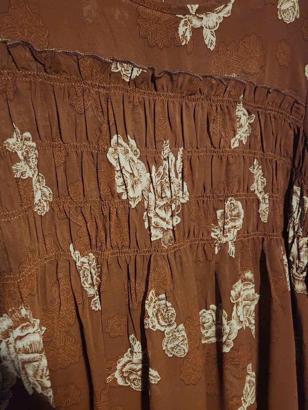 TORRID Mossimo Supply Co. Brown Tunic with Cream Floral Print - Picture 3 of 4